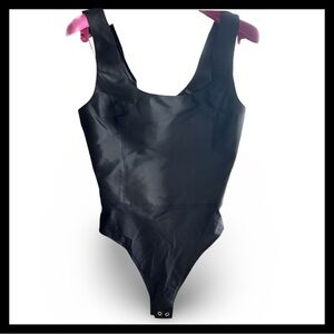 CLAUDE MONTANA Black Silk Sleeveless Bodysuit With Open Back NWT